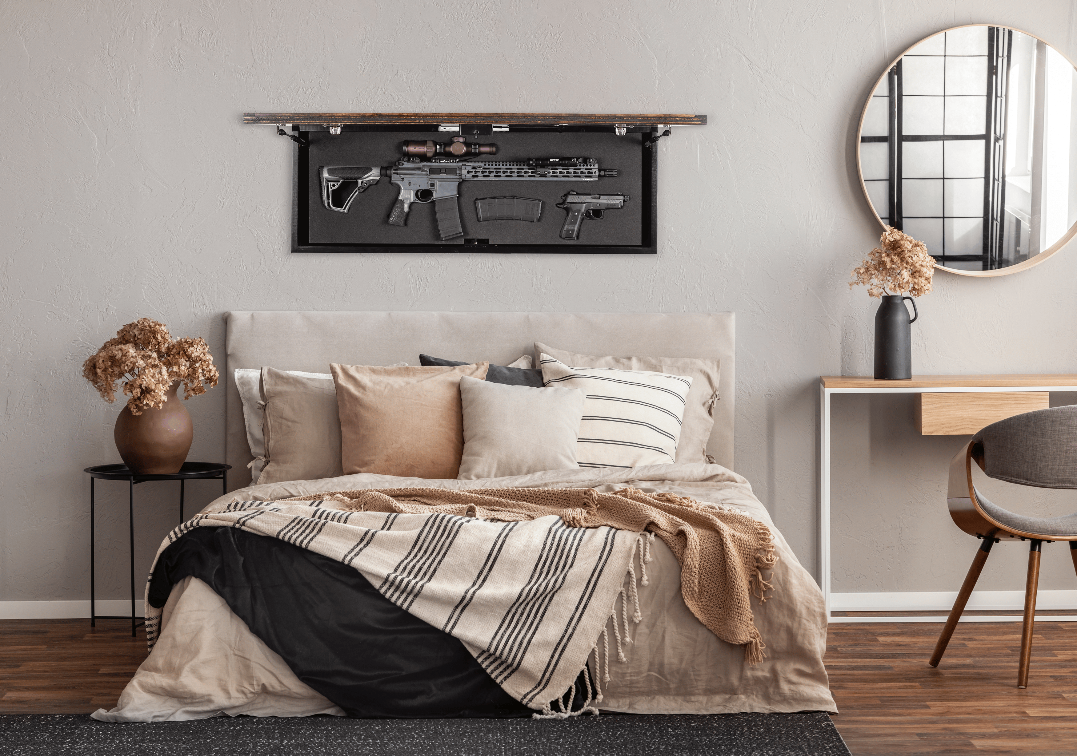 “Family Name Tactical Trap MAX 42x15 — personalized reclaimed barrel wall art closed”
“Customized Tactical Trap MAX open showing hidden compartment”
“Close-up of engraved family name and barrel wood patina on Tactical Trap MAX”
“Mounted Family Name Tactical Trap MAX in living room — discreet concealment shelf”
“Interior view of concealed compartment in personalized Tactical Trap MAX”