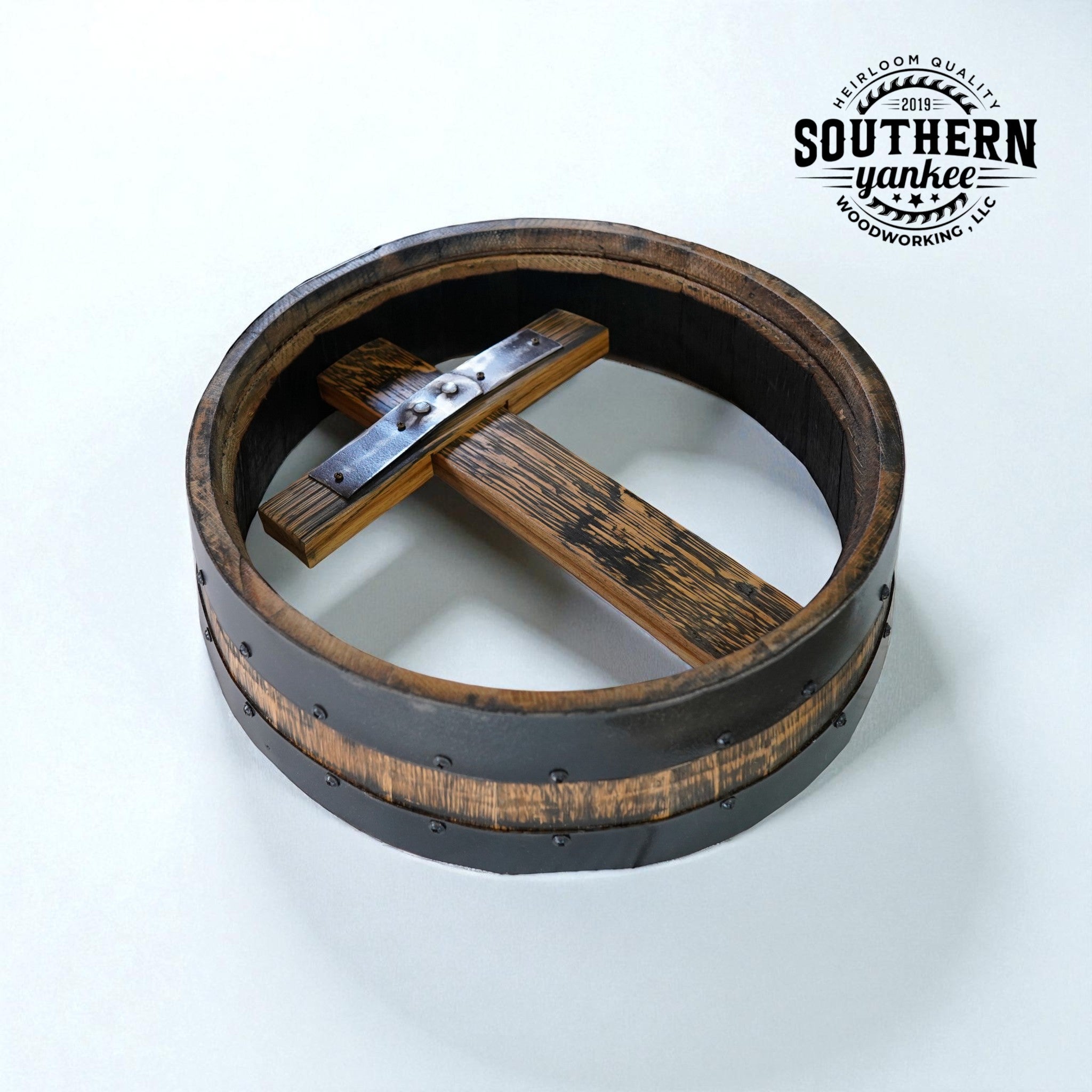 Stave Cross with Barrel Ring (Stave Wall Art)