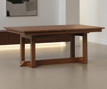Wooden dining table in a modern interior setting