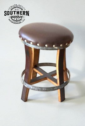 1773 Whiskey Barrel Hoop Table Set:  Barstool Patio Furniture set  (Brown)