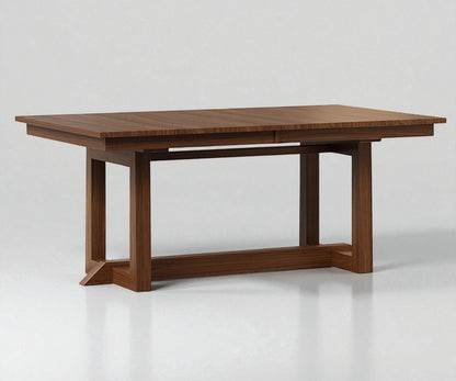 Wooden dining table on a white background
